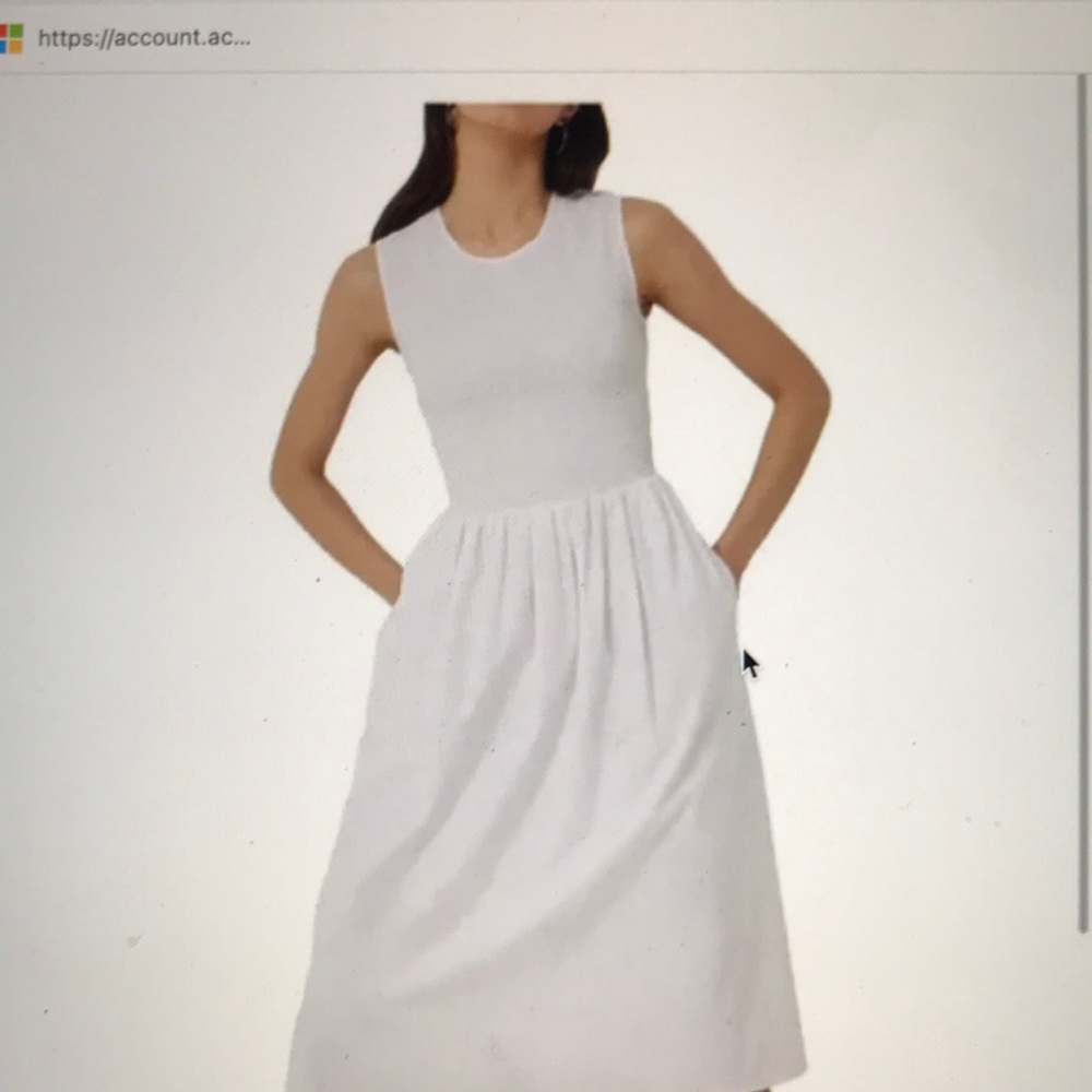 NWT French Connection Smocked Mid-Calf Midi Dress White Size 2